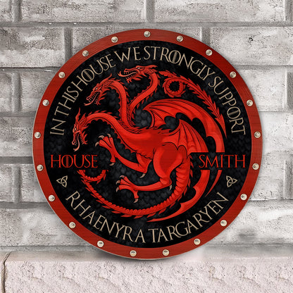 Team Black - Personalized Thrones Game Round Wood Sign