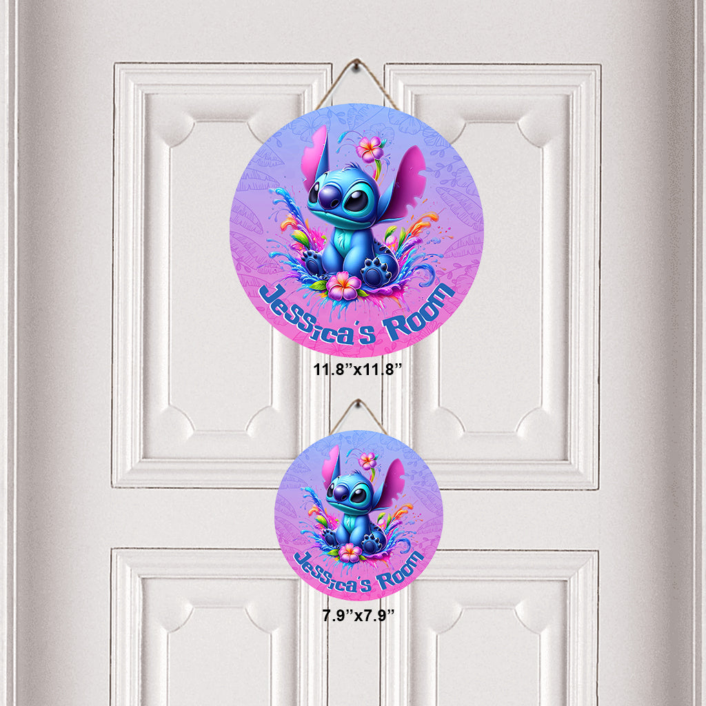 Blue Ohana - Personalized Ohana Round Wood Sign