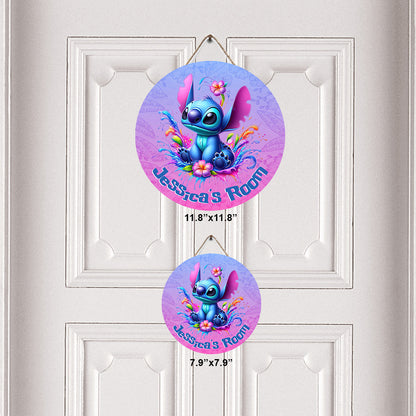 Blue Ohana - Personalized Ohana Round Wood Sign