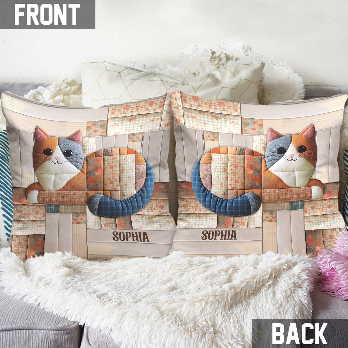 Cute Cat - Personalized Cat Throw Pillow