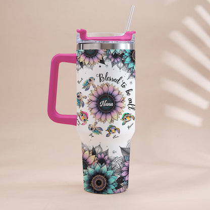 First Mom Now Grandma - Personalized Grandma Tumbler With Handle