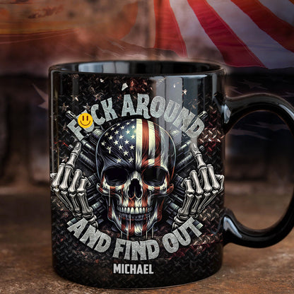 American Flag Skeleton - Personalized Skull Mug