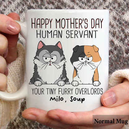 Human Servant Cute Cat Tiny Furry Overlord - Personalized Cat Mug