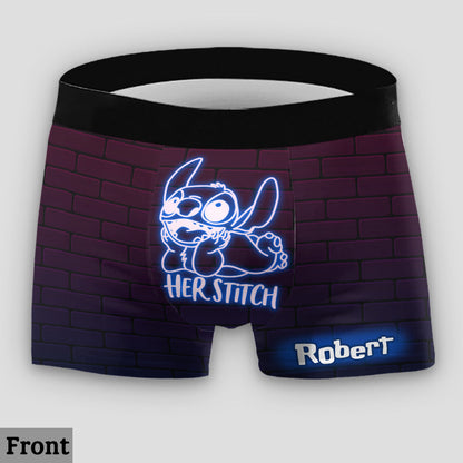 His Angel Her Stitch Ohana Neon Effect - Personalized Ohana Lace Border Women Briefs And Men’s Boxer Briefs