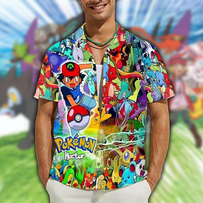 Poke Cartoon - Personalized Monster Trainer Hawaiian Shirt