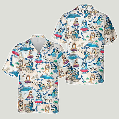 Cool Blue Dog - Personalized Sea Lover Hawaiian Shirt