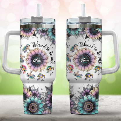 First Mom Now Grandma - Personalized Grandma Tumbler With Handle