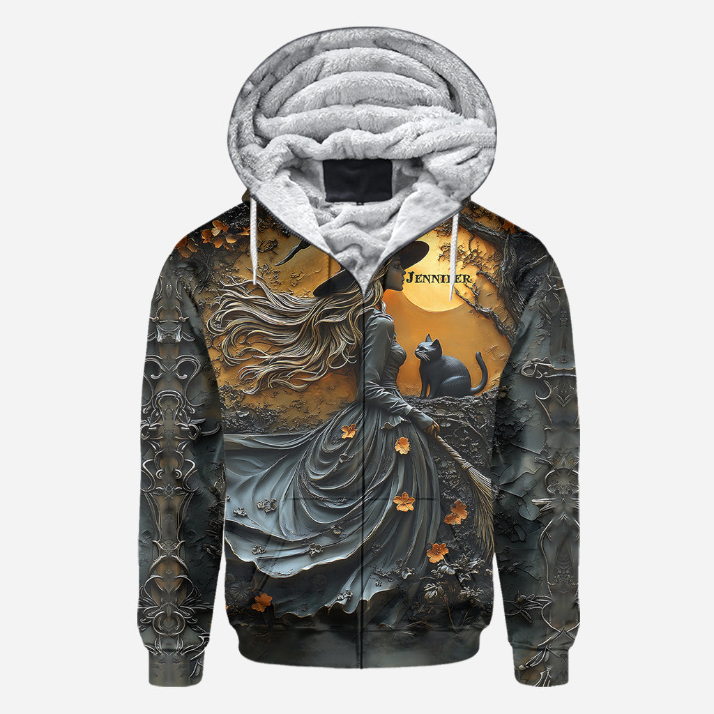 Beautiful Witch & Her Black Cat - Personalized Witch All Over Shirt