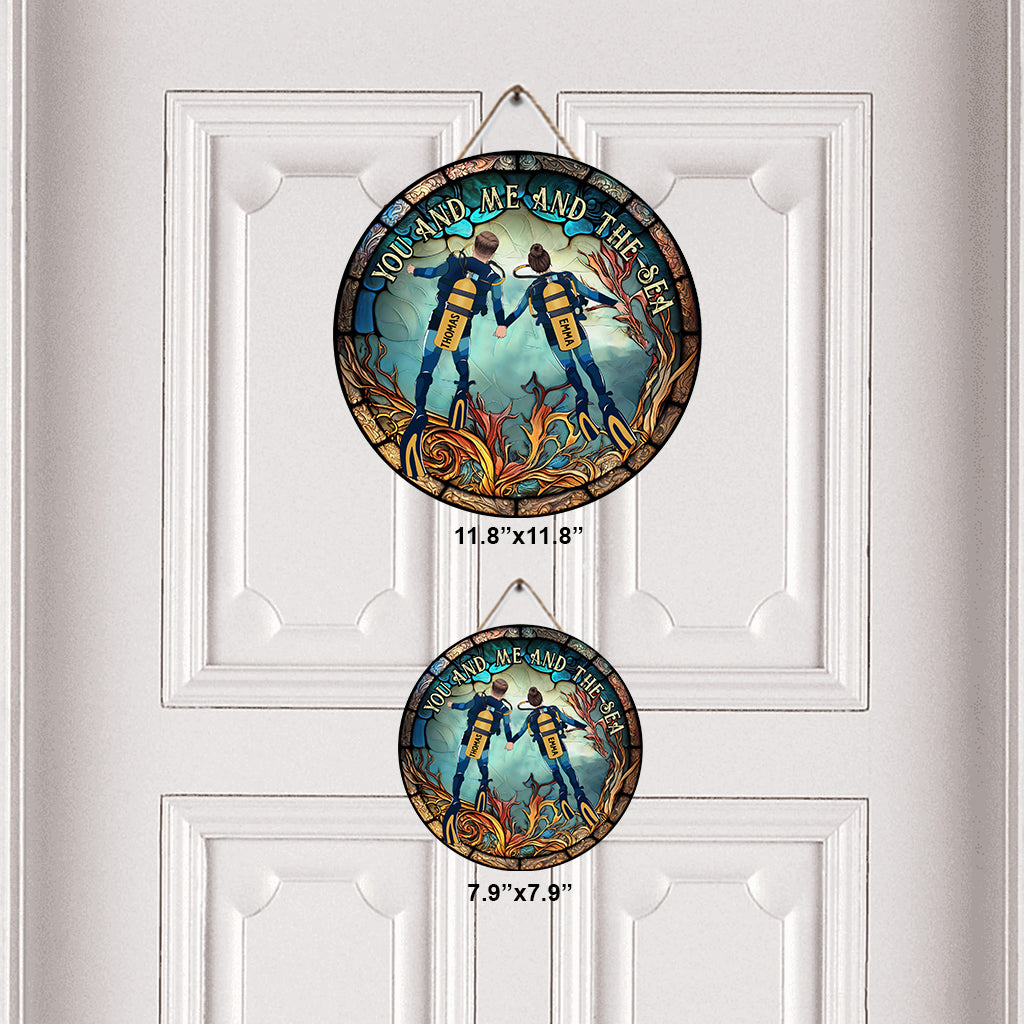 You & Me And The Sea - Personalized Scuba Diving Round Wood Sign