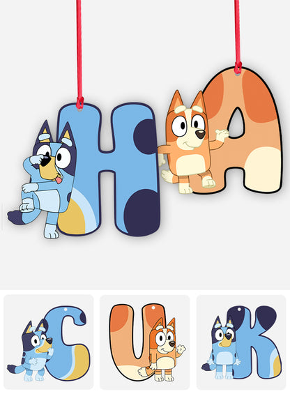 Blue Dog Alphabet Letter - Personalized Ornament