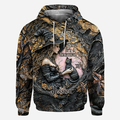 A Witch And Her Black Cat It's A Beautiful Thing - Personalized Witch All Over Shirt