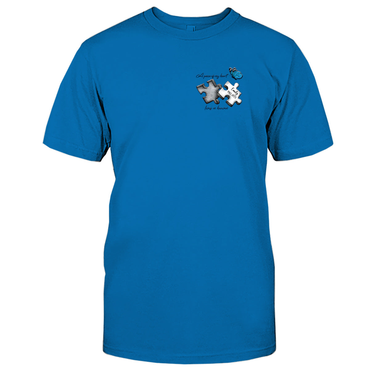 Memorial Butterfly Dragonfly Heaven Feather - Personalized Memorial Embroidered T-shirt