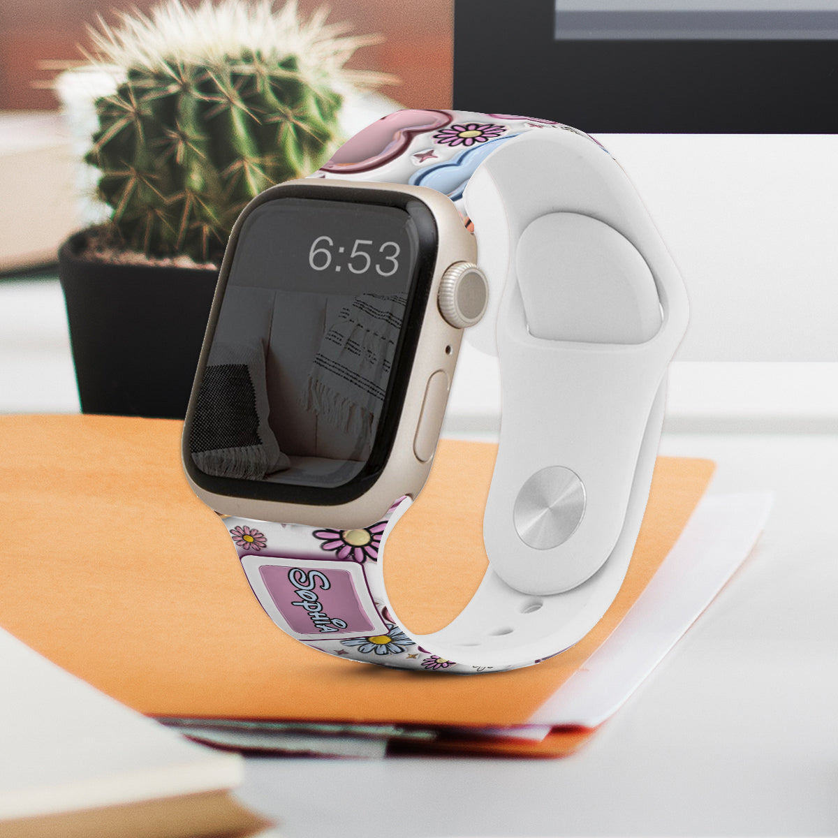 Beautiful Mouse Floral Style - Personalized Mouse Apple Watch Band