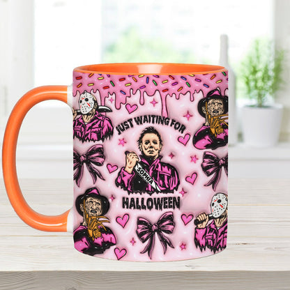 Just Waiting For The Halloween - Personalized Accent Mug