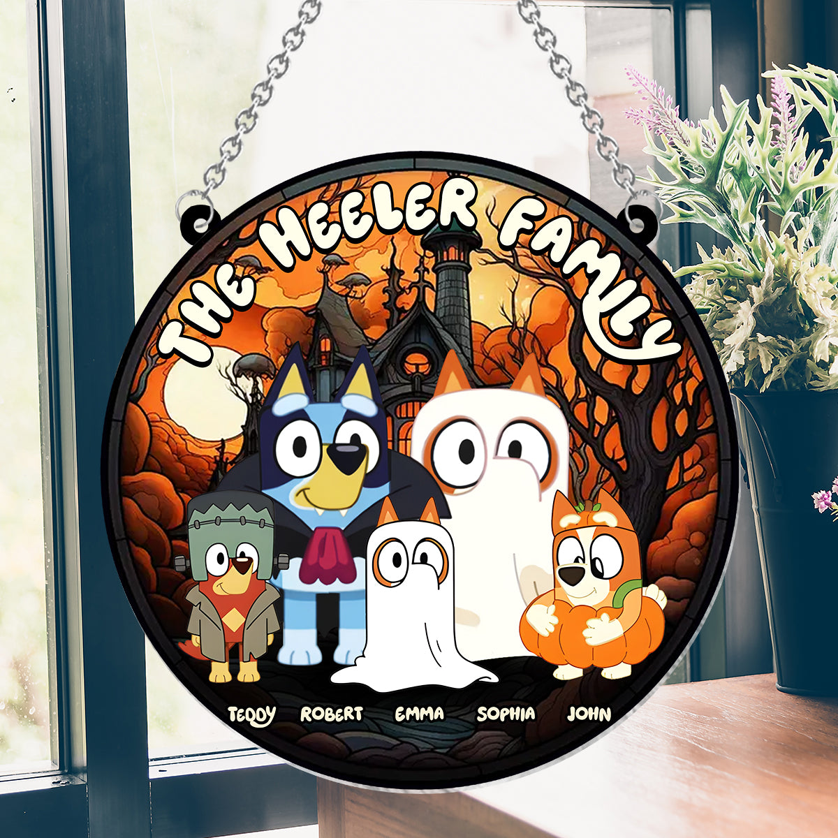 Happy Halloween - Personalized Window Hanging Suncatcher Ornament