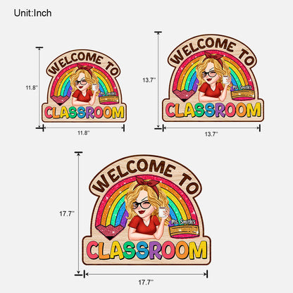 Teacher Life Glitter Rainbow - Personalized Teacher Custom Shaped Wood Sign