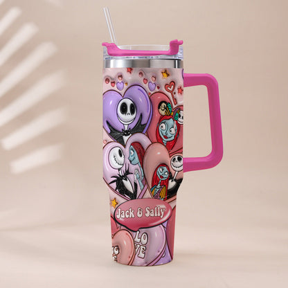 We're Simply Meant To Be Nightmare Couple - Personalized Nightmare Tumbler With Handle