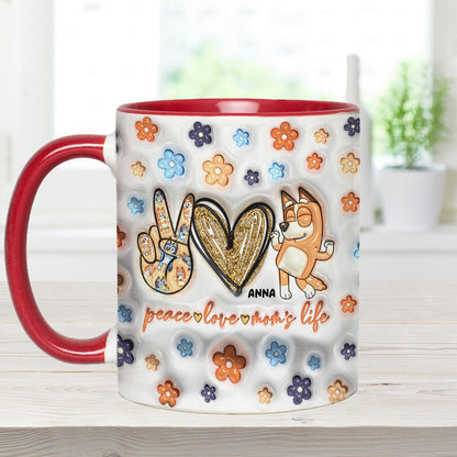 Peace Love Mom's Life Cool Blue Dog - Personalized Mother Accent Mug