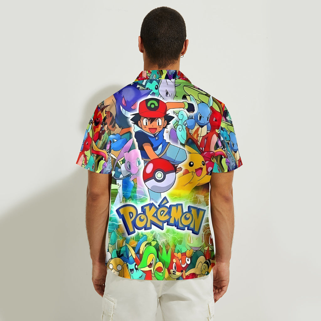 Poke Cartoon - Personalized Monster Trainer Hawaiian Shirt