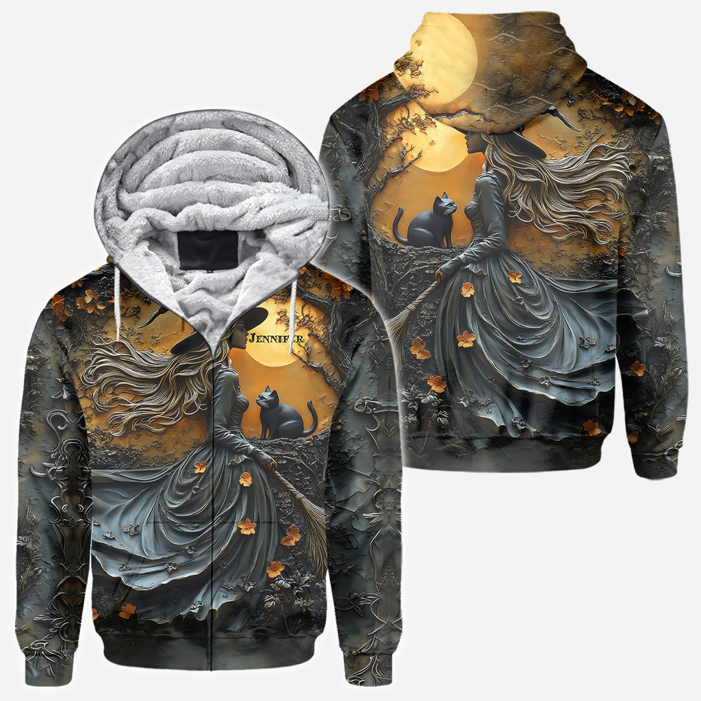 Beautiful Witch & Her Black Cat - Personalized Witch All Over Shirt