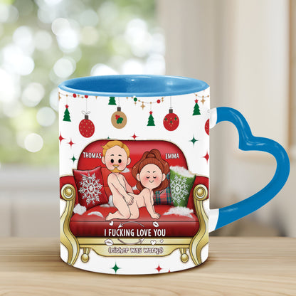 I Love You - Personalized Couple Heart Handle Mug