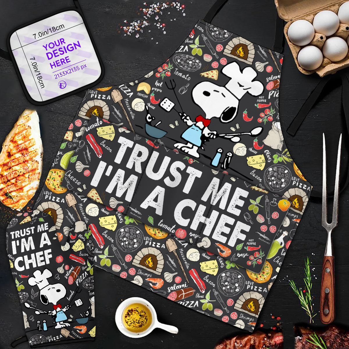Trust Me Cute Dogs Apron, Oven Mitts & Pot Holder