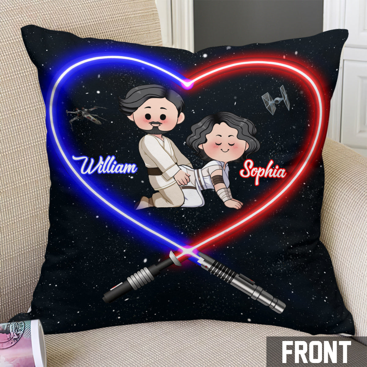 I Love You To The Death Star And Back - Personalized The Force Throw Pillow