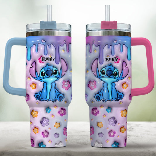 Blue Pink Ohana - Personalized Ohana Tumbler With Handle
