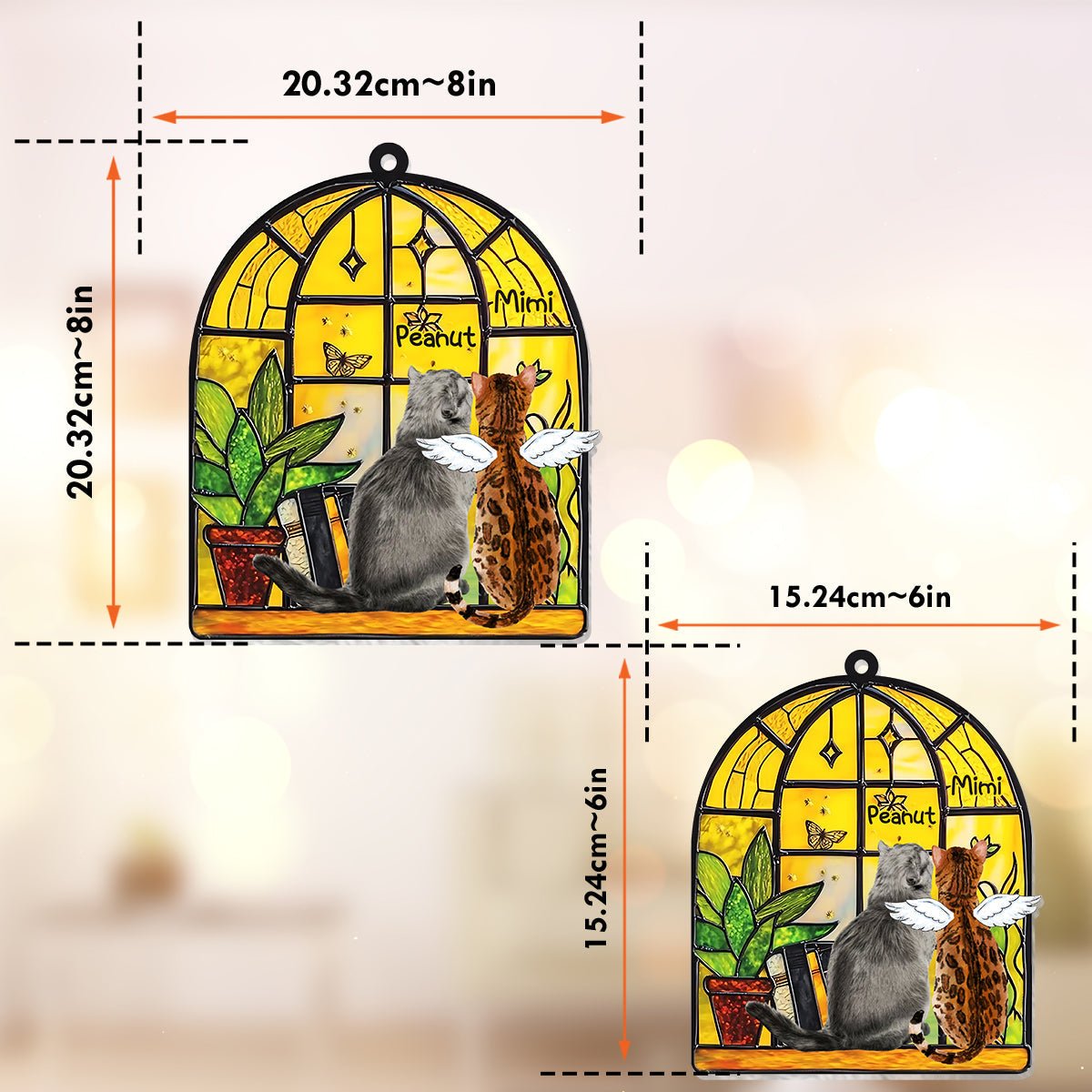 Stunning Cats By The Window - Personalized Cat Window Hanging Suncatcher Ornament
