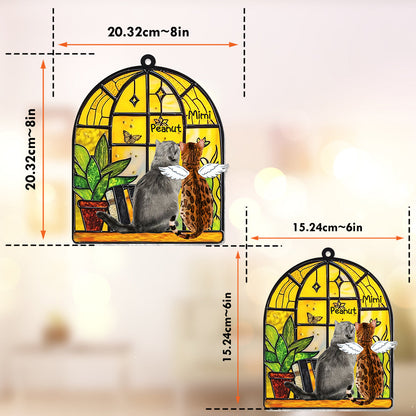 Stunning Cats By The Window - Personalized Cat Window Hanging Suncatcher Ornament