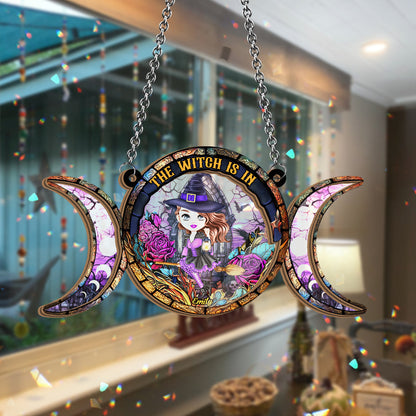 The Witch Is In - Personalized Witch 2 Layered Window Hanging Suncatcher