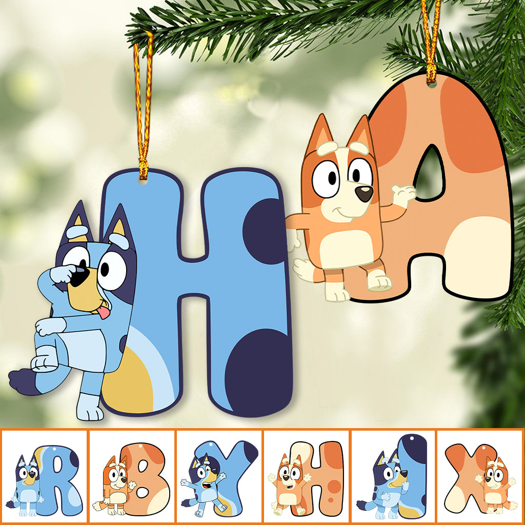 Blue Dog Alphabet Letter - Personalized Ornament