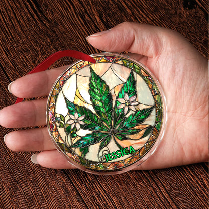 High Christmas - Personalized Weed Round Shaped Glass Ornament