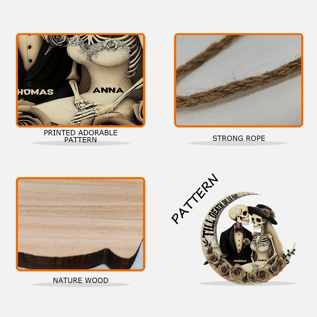 Till Death Do Us Part - Personalized Skull Custom Shaped Wood Sign