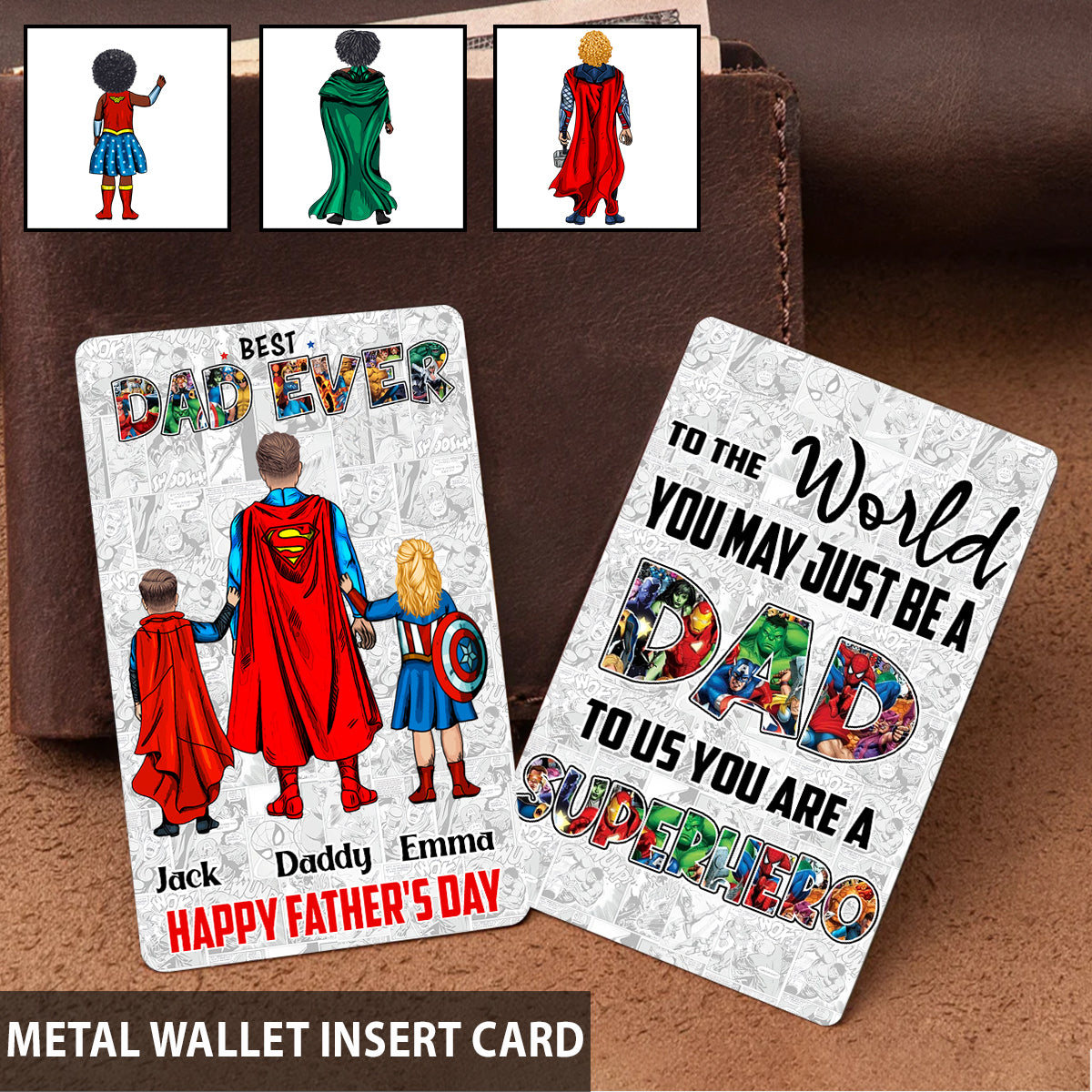 Best Super Dad Ever - Personalized Father Wallet Insert Card