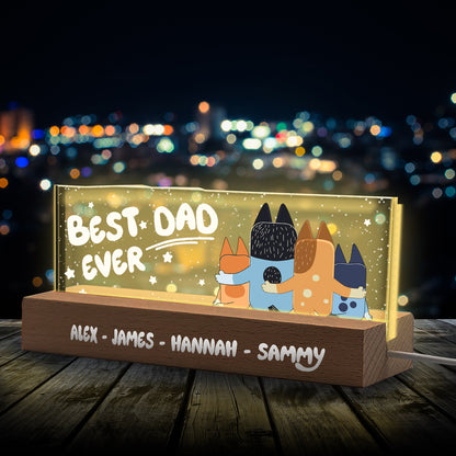 Best Dad Ever Cool Blue Dog - Personalized Father Custom LED Night Light