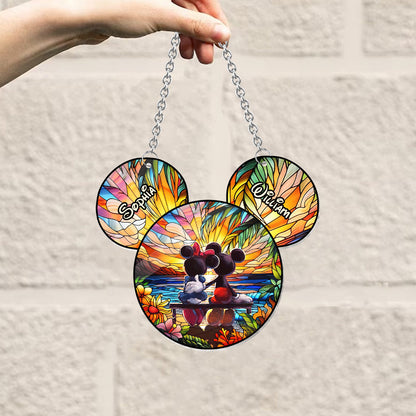Romantic Sunset - Personalized Mouse Window Hanging Suncatcher Ornament