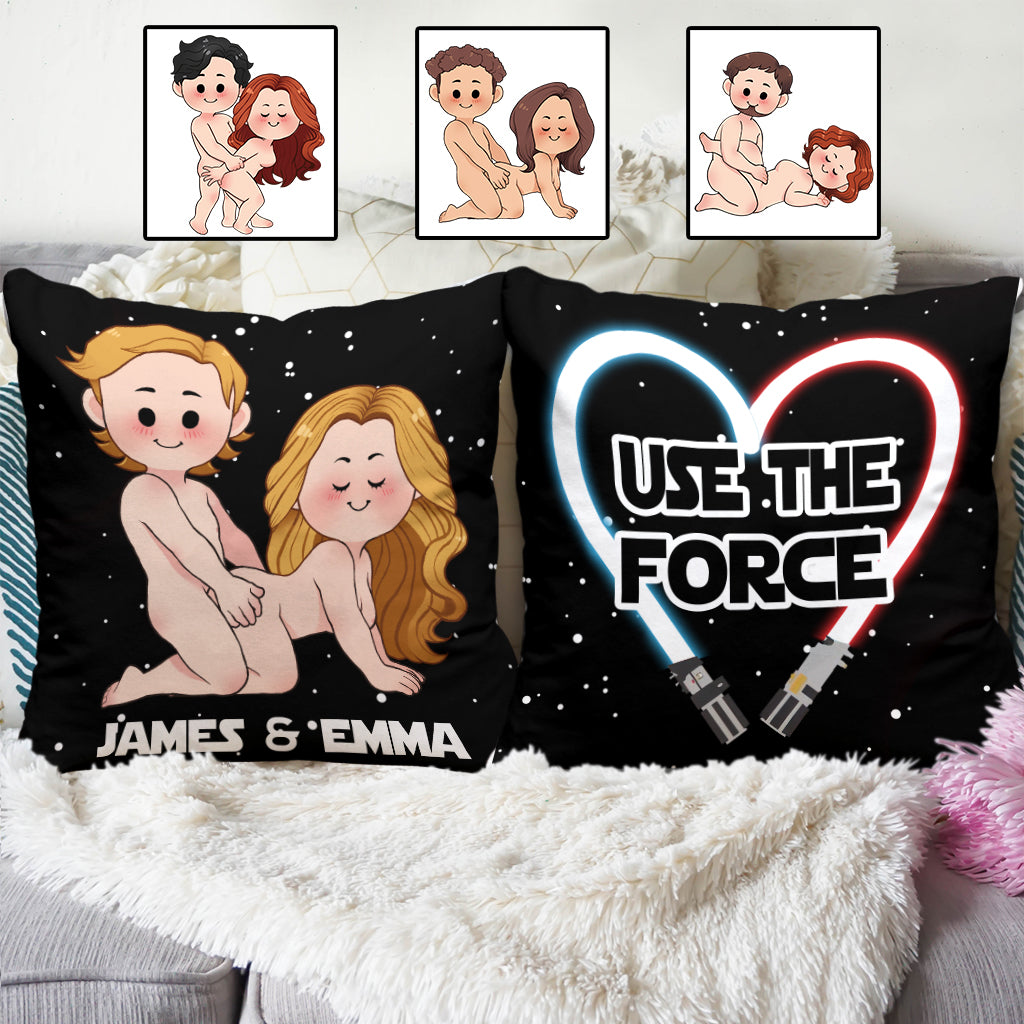 Use The Force Naughty - Personalized The Force Throw Pillow