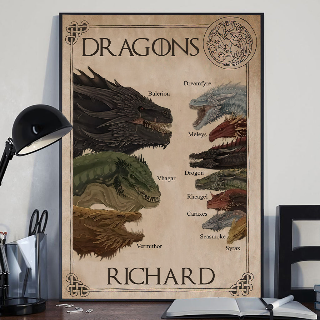 All The Dragons - Personalized Thrones Game Canvas And Poster