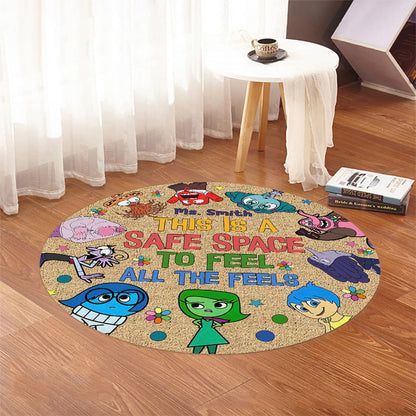 This Is A Safe Space To Feel All The Feels - Personalized Autism Awareness Round Rug