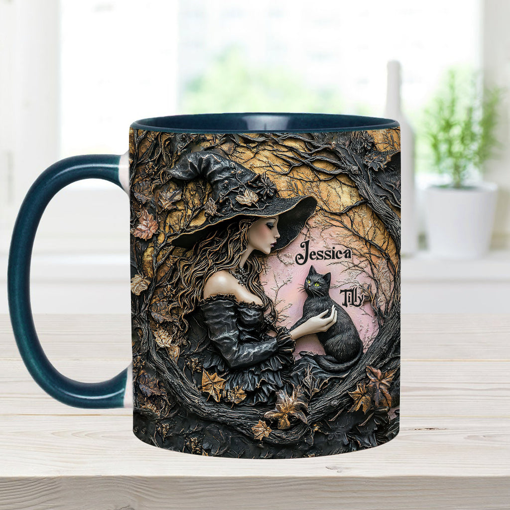 A Witch And Her Black Cat It's A Beautiful Thing - Personalized Witch Accent Mug