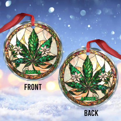 High Christmas - Personalized Weed Round Shaped Glass Ornament