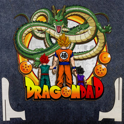 Dragon Dad - Personalized Father 2 Layered Wood Sign / Wood Plaque