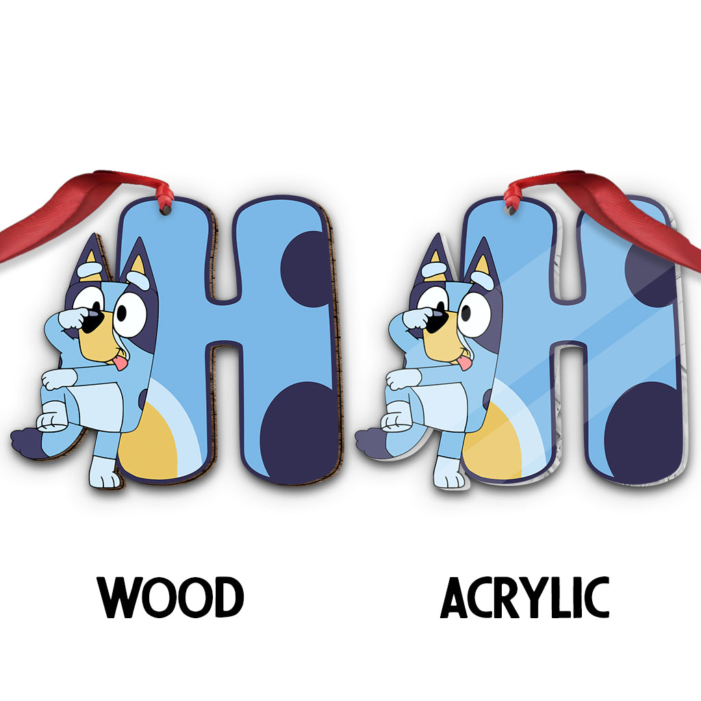 Blue Dog Alphabet Letter - Personalized Ornament
