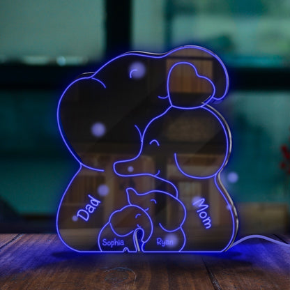 Elephant Family - Personalized Family Mirror Light