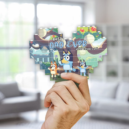 Best Dad Ever - Personalized Father One-sided Heart Building Brick Blocks