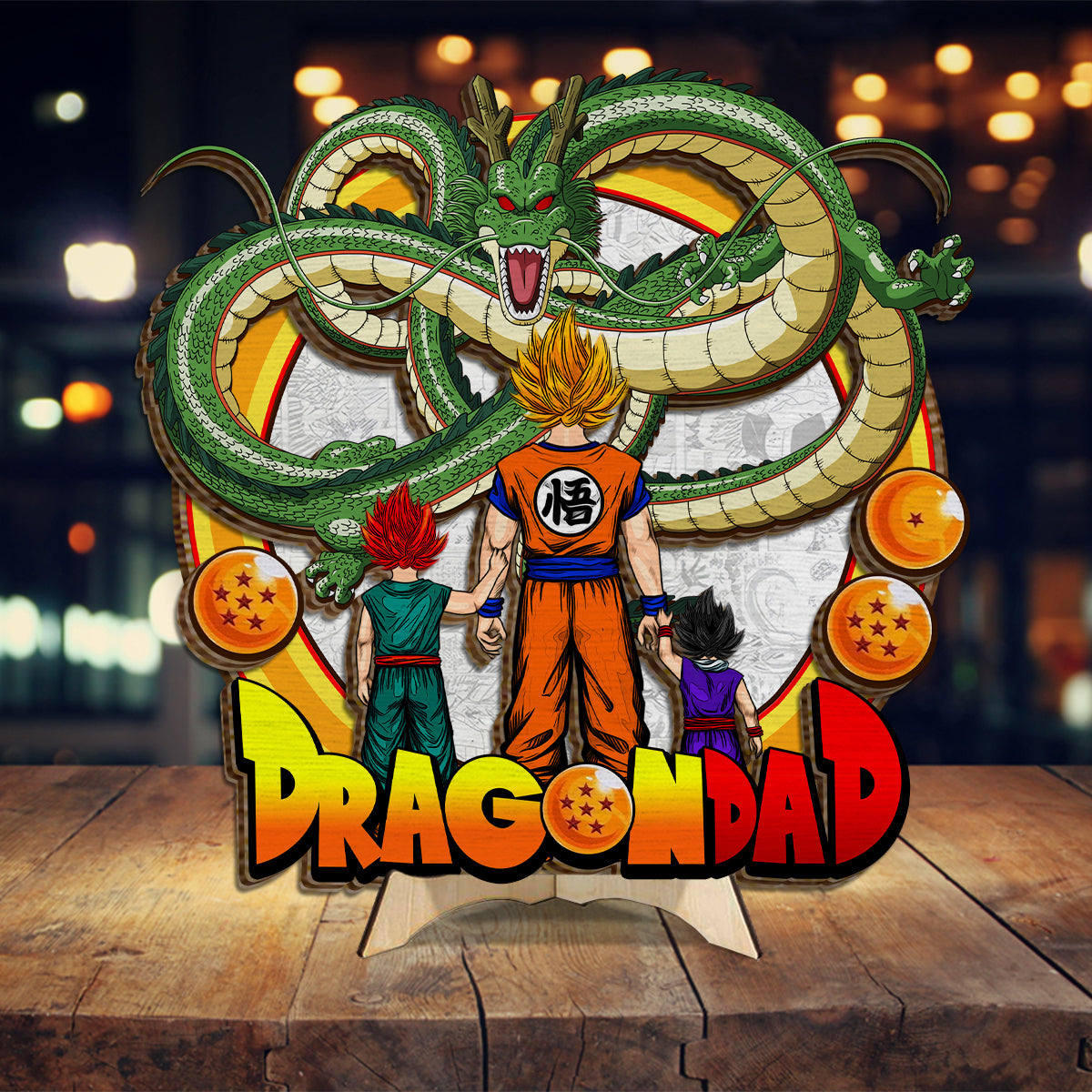 Dragon Dad - Personalized Father 2 Layered Wood Sign / Wood Plaque