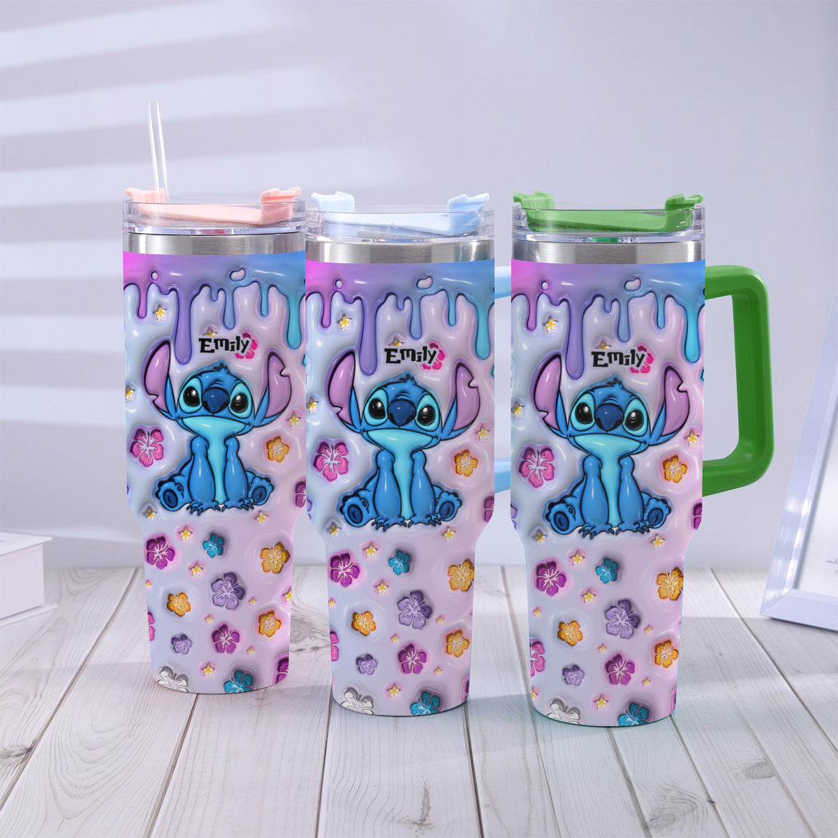 Blue Pink Ohana - Personalized Ohana Tumbler With Handle