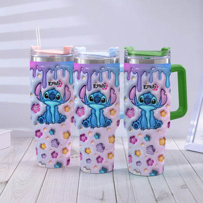 Blue Pink Ohana - Personalized Ohana Tumbler With Handle