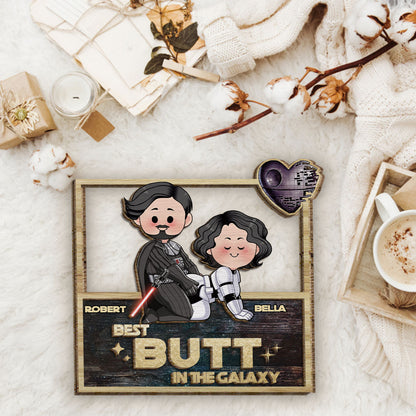 Best Butt In The Galaxy - Personalized The Force 2 Layered Wood Sign / Wood Plaque